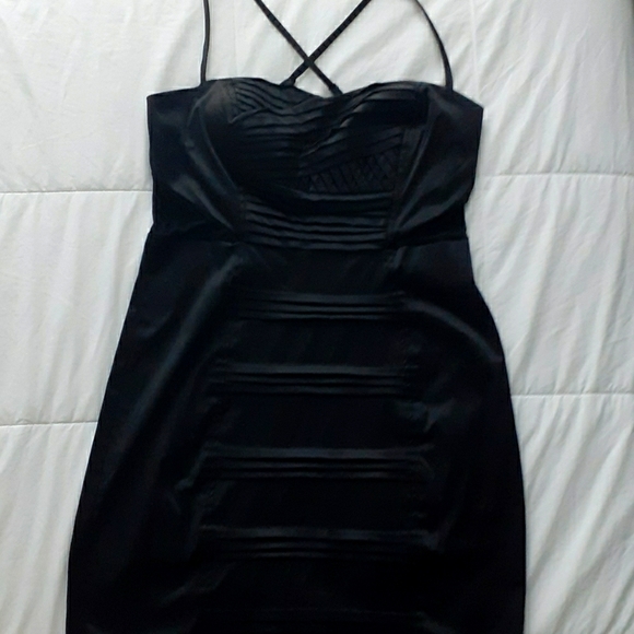 XOXO Black Satin Dress - Picture 2 of 11
